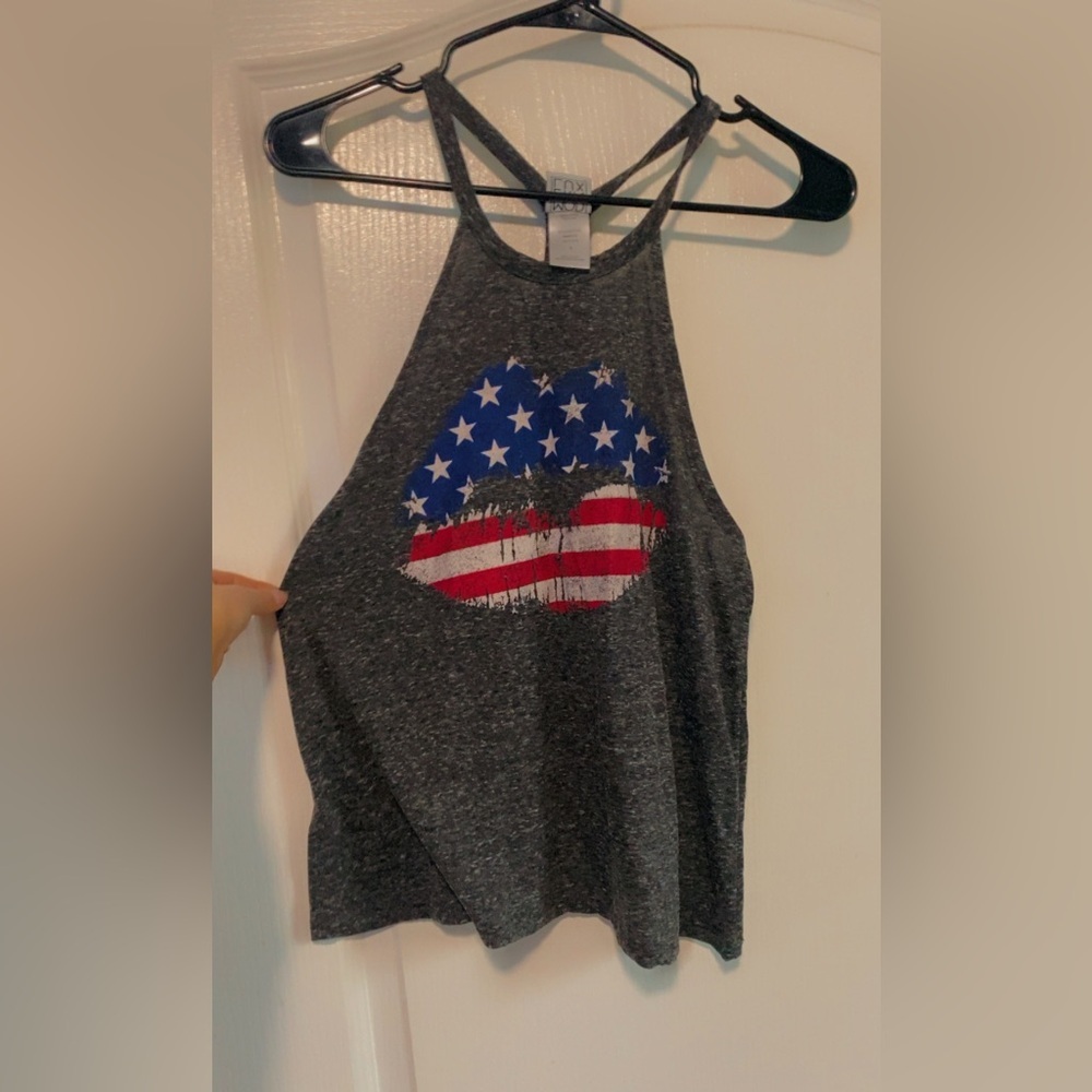 Modern Lux Charcoal Tank with Patriotic Lips